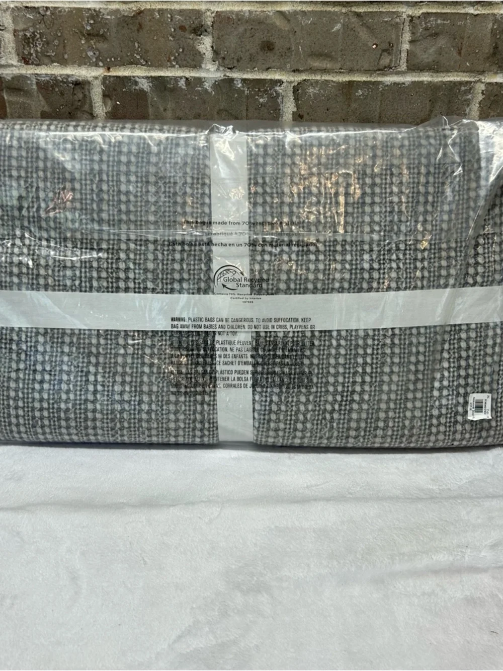 Pottery Barn Honeycomb Percale Cotton Duvet Cover Bedding Full Queen Gray NWT